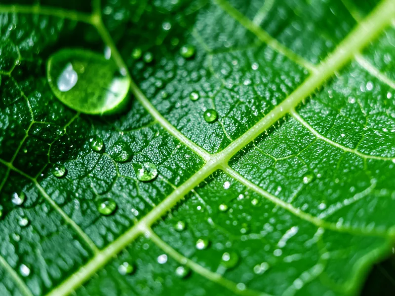 Green leaf cellular structure illustrating skin barrier biology