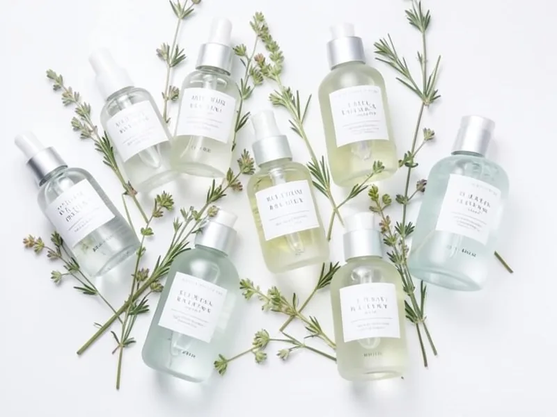 Skincare serum collection botanical background decoration